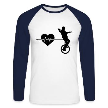 Unicycle heartbeat - Unisex Long Sleeve Baseball T-Shirt - white/navy - Front - Nik (191cm)