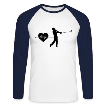 Golf heartbeat - Unisex Long Sleeve Baseball T-Shirt - white/navy - Front - Nik (191cm)