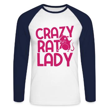 Nagetier Maus Ratte - Unisex Baseballshirt langarm - Weiß/Navy - Vorne - Nik (191cm)