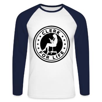 Clerk For Life Bank Clerk Banker Banking Finance B - Unisex Baseballshirt langarm - Weiß/Navy - Vorne - Nik (191cm)