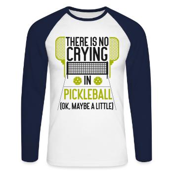 Pickleball Il n’y a pas de pleurs - T-shirt baseball manches longues Homme - blanc/marine - Devant - Nik (191cm)