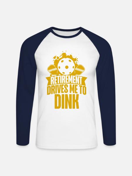 Pickleball Pun Retired Retirement - Unisex Long Sleeve Baseball T-Shirt - white/navy