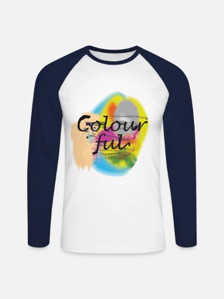 bunte Farben - Unisex Baseballshirt langarm - Weiß/Navy