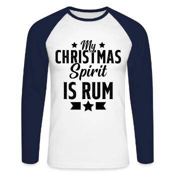 My christmas spirit is rum - Unisex Long Sleeve Baseball T-Shirt - white/navy - Front - Nik (191cm)