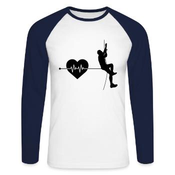 Climbing heartbeat - Unisex Long Sleeve Baseball T-Shirt - white/navy - Front - Nik (191cm)