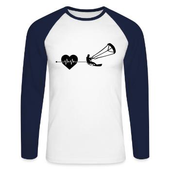 kite surfing Herzschlag - Unisex Baseballshirt langarm - Weiß/Navy - Vorne - Nik (191cm)