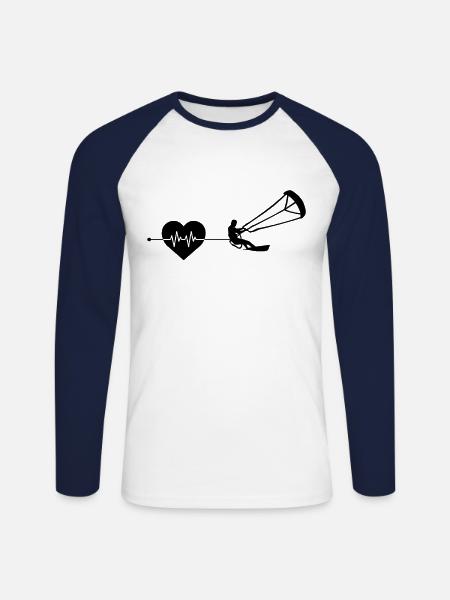 kite surfing Herzschlag - Unisex Baseballshirt langarm - Weiß/Navy