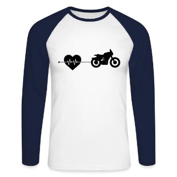 Motorcycle Heartbeat - Unisex Long Sleeve Baseball T-Shirt - white/navy - Front - Nik (191cm)