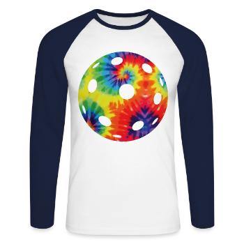 Pickleball Tie Dye Retro 80s 90s - Unisex Long Sleeve Baseball T-Shirt - white/navy - Front - Nik (191cm)