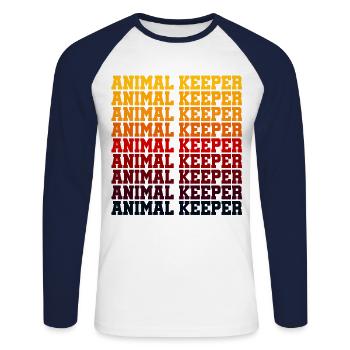 Retro Graphic Animal Keeper Zoo Keeper Animal Love - Unisex Baseballshirt langarm - Weiß/Navy - Vorne - Nik (191cm)