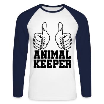 Retro Graphic Animal Keeper Zoo Keeper Animal Love - Unisex Baseballshirt langarm - Weiß/Navy - Vorne - Nik (191cm)