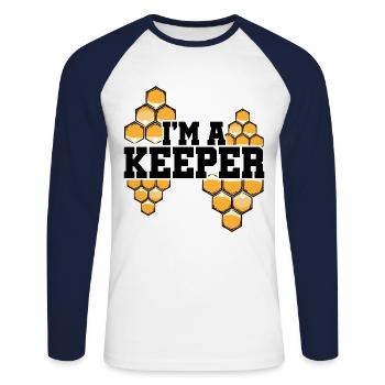 I'm A Keeper Animal Lover Animals Zoo Keeper Zoo K - Unisex Baseballshirt langarm - Weiß/Navy - Vorne - Nik (191cm)