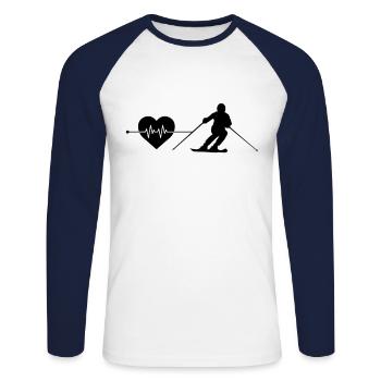 Rythme cardiaque de ski - T-shirt baseball manches longues Homme - blanc/marine - Devant - Nik (191cm)
