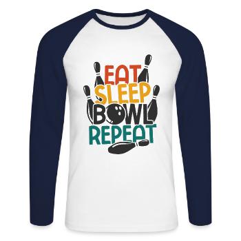 Bowling - Unisex Baseballshirt langarm - Weiß/Navy - Vorne - Nik (191cm)