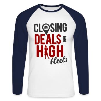 Immobilien-Händler Für Immobilien-Makler - Unisex Baseballshirt langarm - Weiß/Navy - Vorne - Nik (191cm)