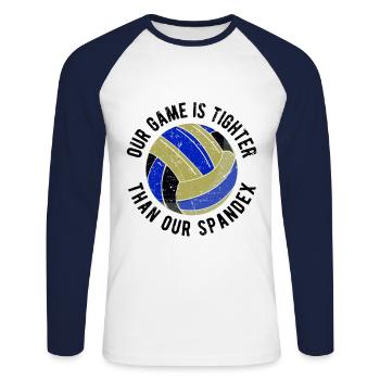 Volleyballer Spruch Für Volleyballspiel Volleyball - Unisex Baseballshirt langarm - Weiß/Navy - Vorne - Nik (191cm)