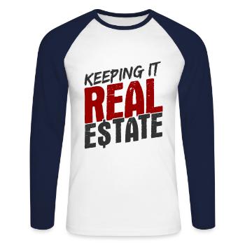 Immobilien-Händler Für Immobilien-Makler - Unisex Baseballshirt langarm - Weiß/Navy - Vorne - Nik (191cm)