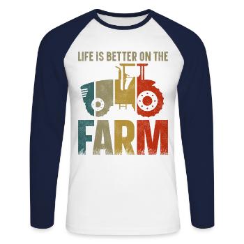 Farming Farmer Vintage Tractor - Unisex Baseballshirt langarm - Weiß/Navy - Vorne - Nik (191cm)