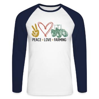 Farming Farmer Girl Tractor Peace - Unisex Baseballshirt langarm - Weiß/Navy - Vorne - Nik (191cm)