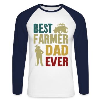 Farming Farmer Dad Father Vintage - Unisex Long Sleeve Baseball T-Shirt - white/navy - Front - Nik (191cm)