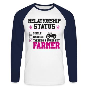 Farming Farmer Girl Girlfriend - Unisex Baseballshirt langarm - Weiß/Navy - Vorne - Nik (191cm)