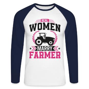 Farming Farmer Husband Wife - Unisex Long Sleeve Baseball T-Shirt - white/navy - Front - Nik (191cm)