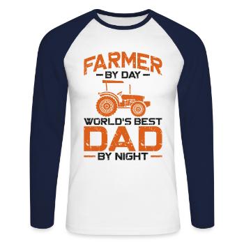 Farming Farmer Dad Father Vintage - Unisex Long Sleeve Baseball T-Shirt - white/navy - Front - Nik (191cm)