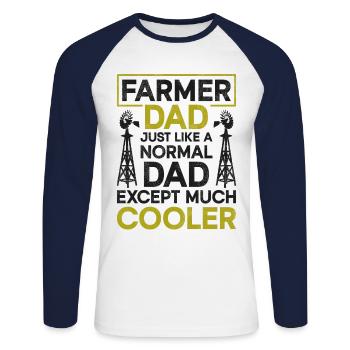 Farming Farmer Dad Father Vintage - Unisex Long Sleeve Baseball T-Shirt - white/navy - Front - Nik (191cm)
