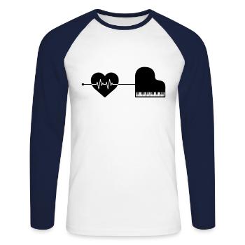 Piano Piano Heartbeat - T-shirt baseball manches longues Homme - blanc/marine - Devant - Nik (191cm)