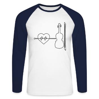 Violin Violin Heartbeat - Unisex Long Sleeve Baseball T-Shirt - white/navy - Front - Nik (191cm)