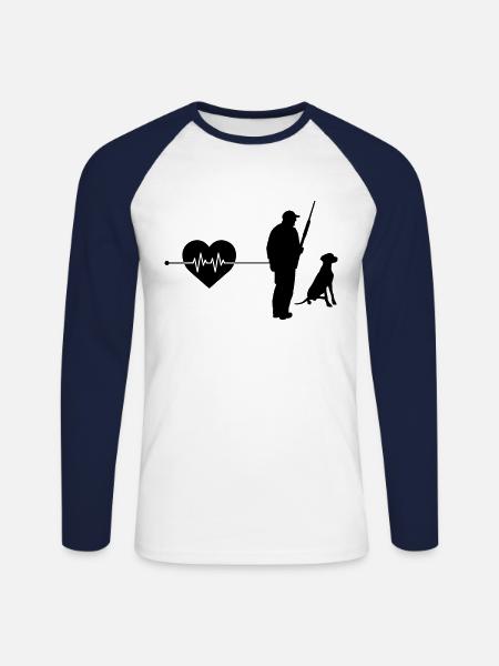 Hunting Heartbeat - Unisex Long Sleeve Baseball T-Shirt - white/navy