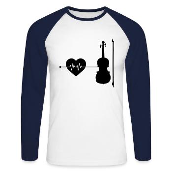 Violin Violin Heartbeat - Unisex Long Sleeve Baseball T-Shirt - white/navy - Front - Nik (191cm)
