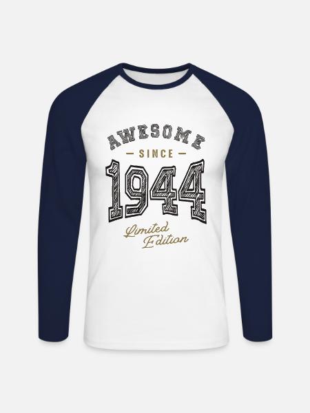 Awesome Since 1944 78th Birthday - Unisex Long Sleeve Baseball T-Shirt - white/navy
