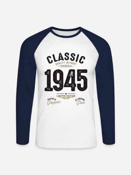 Classic 1945 77th Birthday - Unisex Long Sleeve Baseball T-Shirt - white/navy