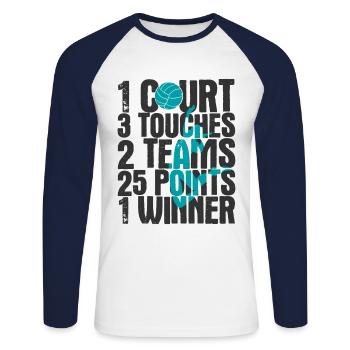Volleyballer Spruch Für Volleyballspiel Volleyball - Unisex Baseballshirt langarm - Weiß/Navy - Vorne - Nik (191cm)