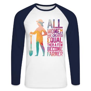 Agriculteur Fille Femelle - T-shirt baseball manches longues Homme - blanc/marine - Devant - Nik (191cm)