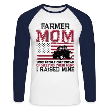 Farming Farmer Mom Mother Tractor - Unisex Baseballshirt langarm - Weiß/Navy - Vorne - Nik (191cm)