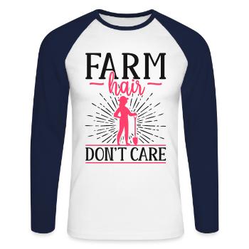 Fermier Agriculteur Fille Ferme Femelle - T-shirt baseball manches longues Homme - blanc/marine - Devant - Nik (191cm)