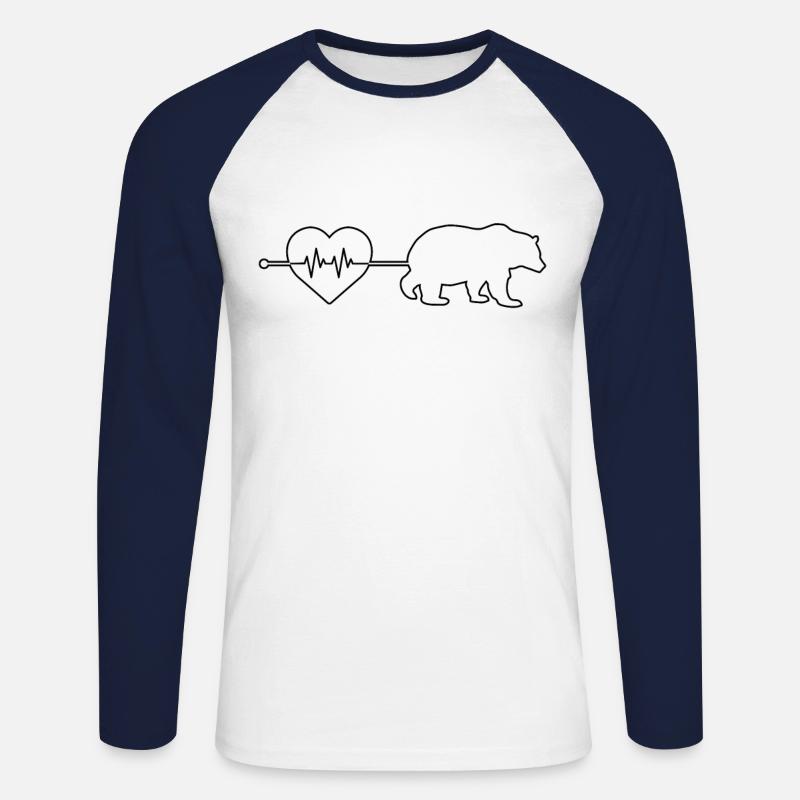 Bär Herzschlag - Unisex Baseballshirt langarm - Weiß/Navy