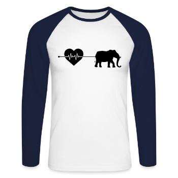 Elephant heartbeat - Unisex Long Sleeve Baseball T-Shirt - white/navy - Front - Nik (191cm)