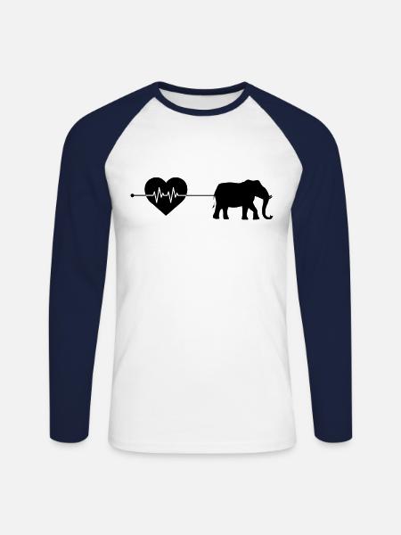 Elephant heartbeat - Unisex Long Sleeve Baseball T-Shirt - white/navy