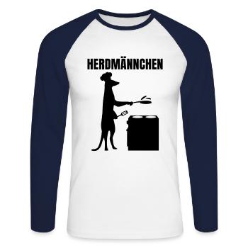 Herdmännchen Essen Kochen Lustiger Koch - Unisex Baseballshirt langarm - Weiß/Navy - Vorne - Nik (191cm)