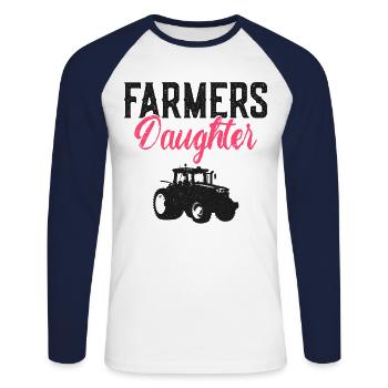 Farming Farmer Daughter Vintage - Unisex Long Sleeve Baseball T-Shirt - white/navy - Front - Nik (191cm)