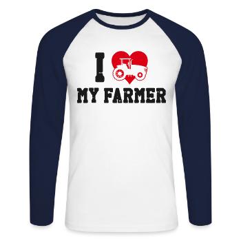 Farming Farmer Wife Girl - Unisex Baseballshirt langarm - Weiß/Navy - Vorne - Nik (191cm)