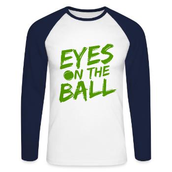 Tennisplatz Spruch Für Tennis - Unisex Baseballshirt langarm - Weiß/Navy - Vorne - Nik (191cm)