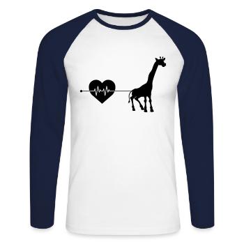 Giraffe Herzschlag - Unisex Baseballshirt langarm - Weiß/Navy - Vorne - Nik (191cm)