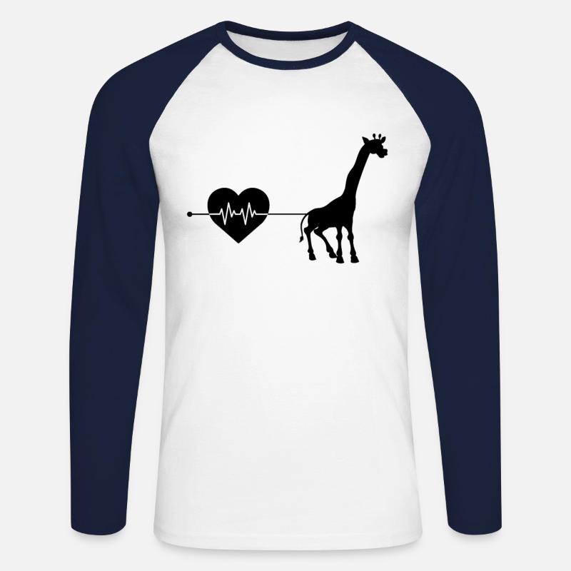 Giraffe Herzschlag - Unisex Baseballshirt langarm - Weiß/Navy