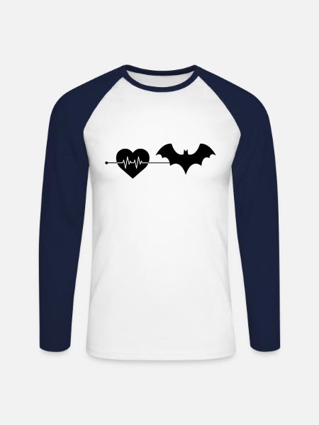 Fledermaus Herzschlag - Unisex Baseballshirt langarm - Weiß/Navy