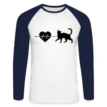 Cat heartbeat - Unisex Long Sleeve Baseball T-Shirt - white/navy - Front - Nik (191cm)