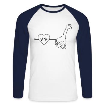 Giraffe Herzschlag - Unisex Baseballshirt langarm - Weiß/Navy - Vorne - Nik (191cm)